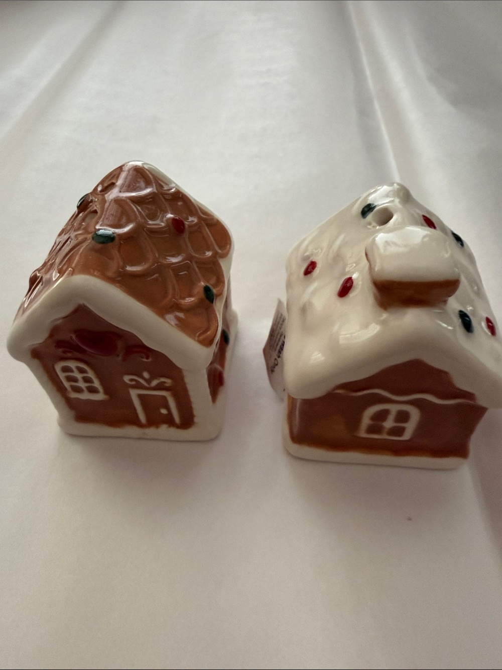 Holiday Gingerbread House Salt and Pepper Shakers - Brown & White